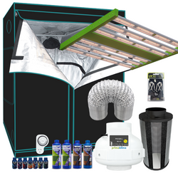 Grow Tent Starter LED Kit 1.2 Metre - 320w LED Light Model C - 125mm Fan & Carbon
