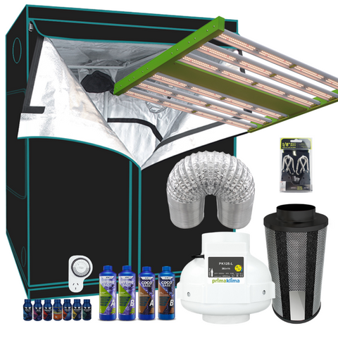 Grow Tent Starter LED Kit 1.2 Metre - 320w LED Light Model C - 125mm Fan & Carbon