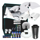 Grow Tent Master Starter Hellion Kit 2.4 x 1.2 Metre - 2 x 750w UHF Light Set - 150mm Temp & Speed Fan & Carbon