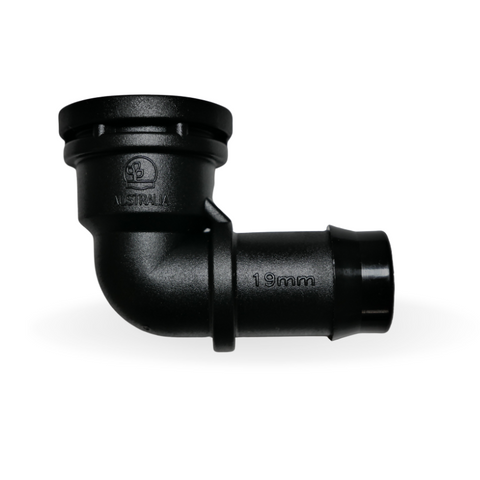 19mm Elbow Barb x Female 1/2 BSP - Plastic irrigation plumbing fitting