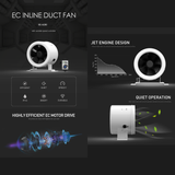 Carbon Filter Kit 200mm x 600mm - EC Mixed Flow Fan with Precise 0-10v Speed Controller & 10 Metres of Ducting