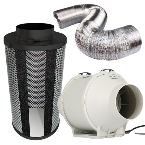 Carbon Filter Kit 100mm x 500mm - Mixed Flow Fan with Speed Controller & 10 Metres of Ducting