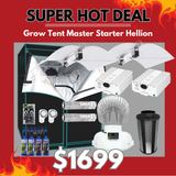 Grow Tent Master Starter Hellion Kit 2.4 x 1.2 Metre - 2 x 750w UHF Light Set - 150mm Temp & Speed Fan & Carbon