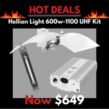 Grow Light Kit 1000w - 1100w DE UHF HPS - Defender Reflector - Hellion By Adjust-A-Wings