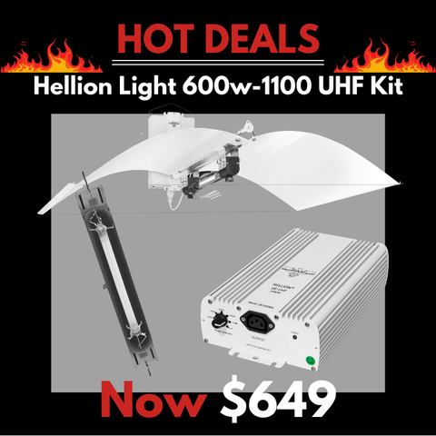 Grow Light Kit 1000w - 1100w DE UHF HPS - Defender Reflector - Hellion By Adjust-A-Wings