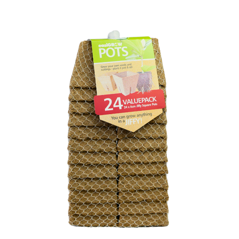 Jiffy Easi Grow 60mm square biodegradable pots pack of 24