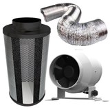 Carbon Filter Kit 100mm x 300mm - EC Mixed Flow Fan with Precise 0-10v Speed Controller & 10 Metres of Ducting