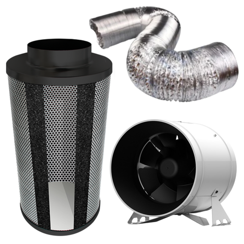 Carbon Filter Kit 200mm x 600mm - EC Mixed Flow Fan with Precise 0-10v Speed Controller & 10 Metres of Ducting