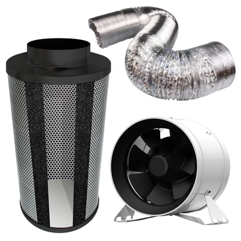 Carbon Filter Kit 250mm x 600mm - EC Mixed Flow Fan with Precise 0-10v Speed Controller & 10 Metres of Ducting