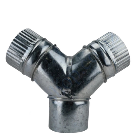 Reducing 3 way Y Ducting Connector 2 x 100mm 1 x 150mm connection Galvanised steel