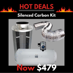 Carbon Filter Kit 150mm x 500mm - Acoustic Silenced EC Mixed Flow Fan with Precise 0-10v Speed Controller & 10 Metres of Ducting