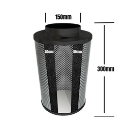Carbon Filter 150mm x 300mm -50mm Carbon Bed - No1 grade 4/12 Australian Carbon - Pro Grow