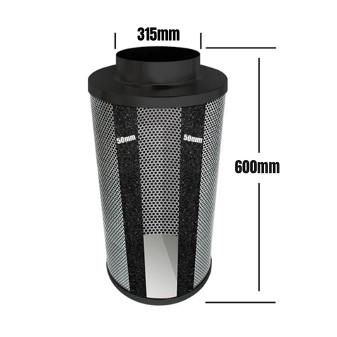 Carbon Filter 315mm x 600mm -50mm Carbon Bed - No1 grade 4/12 Australian Carbon - Pro Grow