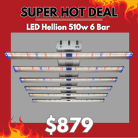 LED Hellion 510w 6 Bar - 3 Channel Controllable Spectrum Veg-Bloom-UV - Lm301H Grow Light