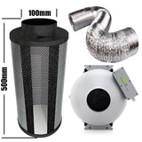 Carbon Filter Kit 100mm x 500mm - Centrifugal Fan with Speed Controller & 10 Metres of Ducting