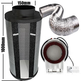 Carbon Filter Kit 150mm x 1000mm - Super Silent Mixed Flow Fan with Speed Controller & 10 Metres of Ducting