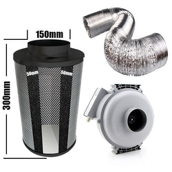 Carbon Filter Kit 150mm x 300mm - Centrifugal Fan with Speed Controller & 10 Metres of Ducting
