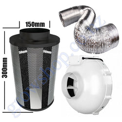 Carbon Filter Kit 150mm x 300mm - Centrifugal European Motor PK150 Fan & 10 Metres of Ducting