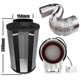 Carbon Filter Kit 150mm x 300mm - Super Silent Mixed Flow Fan with Speed Controller & 10 Metres of Ducting