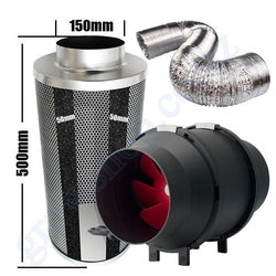 Carbon Filter Kit 150mm x 500mm - Mixed Flow Fan & 10 Metres of Ducting