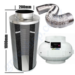 Carbon Filter Kit 200mm x 1000mm - Centrifugal European Motor PK200 Fan & 10 Metres of Ducting