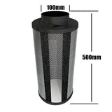 Kit Carbon Filter 100mm x 500mm, 10 Metre Ducting & 100mm Inline Plastic Tube Fan