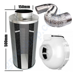 Carbon Filter Kit 150mm x 500mm - Centrifugal European Motor PK150 Fan & 10 Metres of Ducting