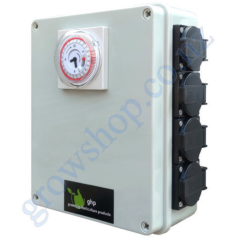 Timer Box 8 Outlet Plastic Splash proof - Heavy Duty Timer and 8 Outlets