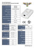 Hellion CMH Ballast 630w Dimmable Low Frequency Square Wave Electronic Ballast Adjust-A-Wings