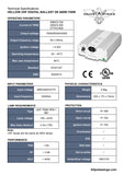 Hellion HPS DE Ballast 600w - 750w UHF Digital - IEC Outlet Plug - Adjust-A-Wings