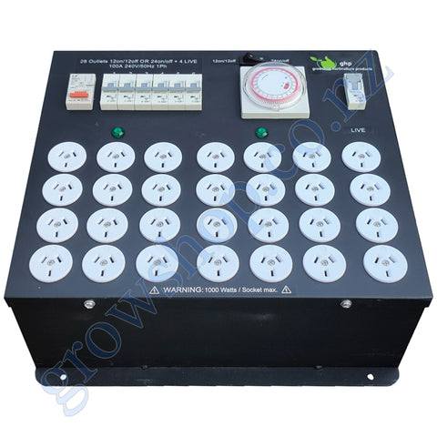 Timer Box 24 Outlet Plus 4 Extra Live Outlets - Heavy Duty Timer