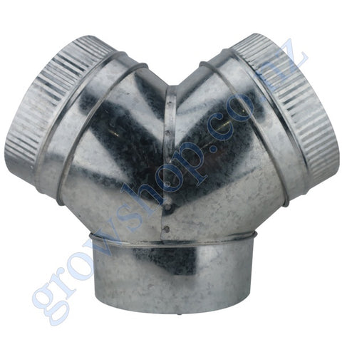 3 way Y Ducting Connector 200mm Galvanised steel