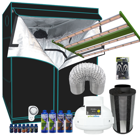 Grow Tent Starter LED Kit 1.2 Metre - 400w LED Light Model C - 125mm Fan & Carbon