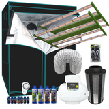 Grow Tent Starter LED Kit 2.4 x 1.2 Metre - 2 x 400w LED Light Model C - 150mm Fan & Carbon