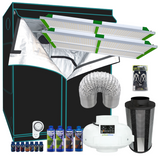 Grow Tent Starter LED Kit 2.4 x 1.2 Metre - 2 x 400w LED Light Model Q - 150mm Fan & Carbon