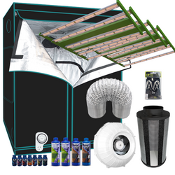 Grow Tent Starter LED Kit 2.4 x 2.4 Metre - 4 x 400w LED Light Model C - 200mm Fan & Carbon