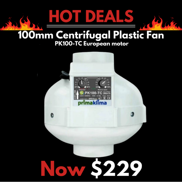 100mm Centrifugal Fan - European Motor - Temperature & Speed adjustable - 280 Cubic Metres Per Hour - PK100TC