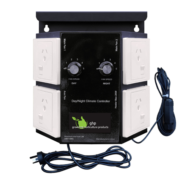 Climate Day - Night Fan Speed Controller c/w Photocell controls 2 Fans, 4 outlets, 2 amp Max Load