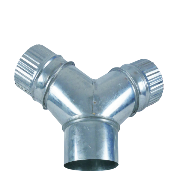 3 way Y Ducting Connector 100mm  Galvanised steel