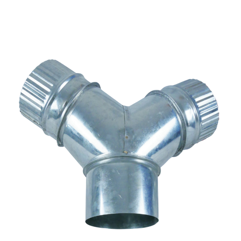 3 way Y Ducting Connector 100mm  Galvanised steel