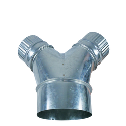 Reducing 3 way Y Ducting Connector 2 x 100mm 1 x 150mm connection Galvanised steel