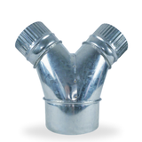Reducing 3 way Y Ducting Connector 2 x 100mm 1 x 150mm connection Galvanised steel