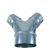 Reducing 3 way Y Ducting Connector 2 x 100mm 1 x 150mm connection Galvanised steel
