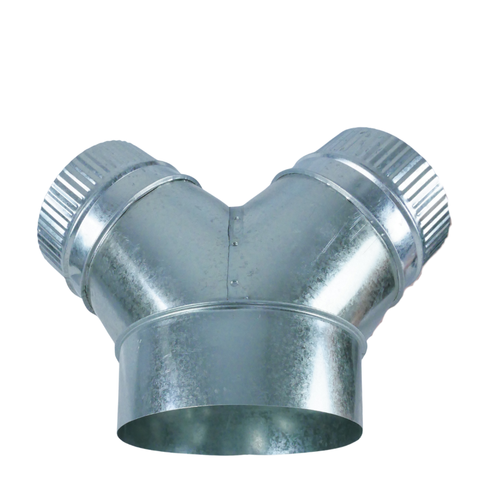 Reducing 3 way Y Ducting Connector 2 x 150mm 1 x 200mm connection  Galvanised steel