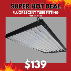 4ft 8 x 54w T5 Fluorescent Tube Fitting c/w 6500k Lamps