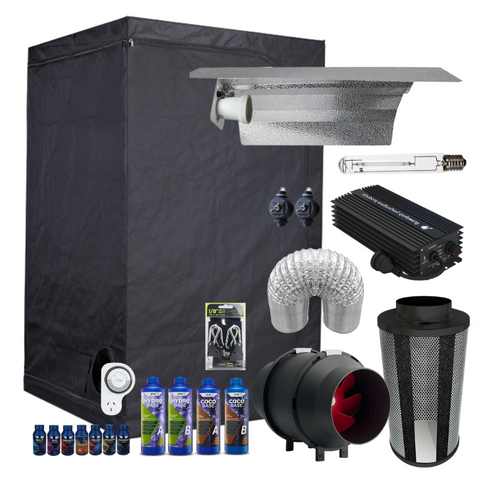 Grow Tent Starter Budget Kit 1.2 Metre - 600w Digi Ballast Light Set - 125mm Fan & Carbon