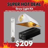 Grow Light Kit 600w Digital Ballast, Super Plant HPS Lamp & Air Cooled Gloria Reflector