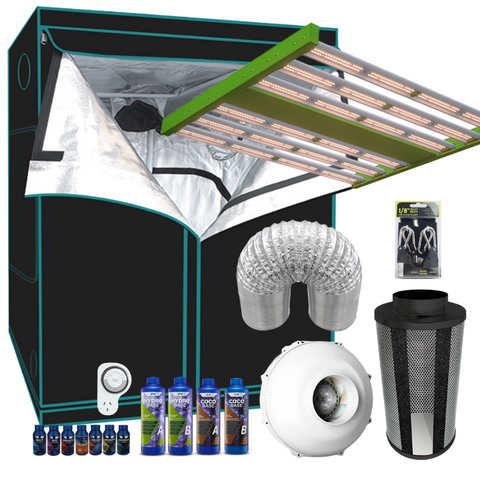Grow Tent Starter LED Kit 1.0 Metre - 300w LED Light Model C - 100mm Fan & Carbon
