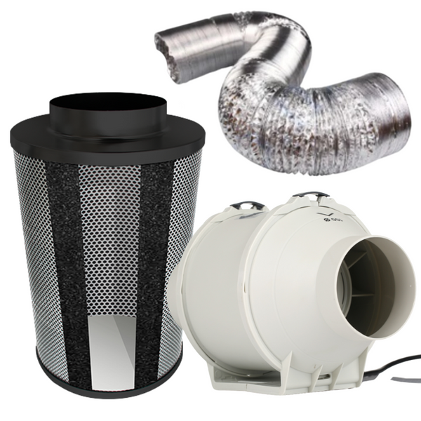 Carbon Filter Kit 100mm x 300mm - Mixed Flow Fan with Speed Controller & 10 Metres of Ducting