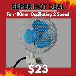 Fan 180mm Oscillating 2 Speed - Pole Grip clip